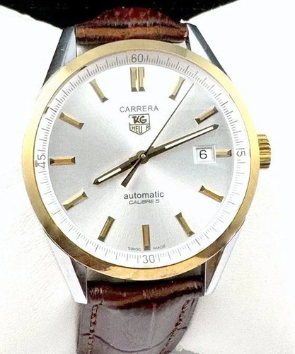 Tag Heuer Carrera Calibre 5 Herrenuhr Automatik 18k Gold & SS Exc. Con. WV215A