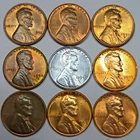 9 Lincoln Wheat Cents Uncirculated/Toned All Different Dates! (Lot#8)