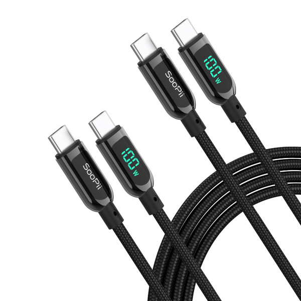 Usb C Auf Usb C Kabel 100W Pd Schnellladekabel 1,2M Nylongeflecht Schwarz 2-Pack-image
