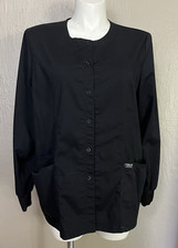 Cherokee Revolution Scrub Jacket Solid Black Nursing Medical Womens WW310 XL