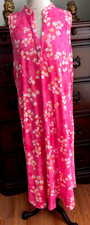 SOFT COMFY PINK w/ORCHID FLORALS NATORI WOMEN'S SLEEVELESS LONG NIGHTGOWN XL