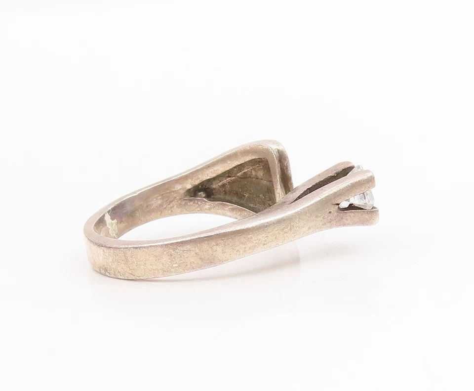 Anillo Topacio Vintage Oro 18k y Plata de Ley 925 Bypass Abierto Talla 6.5 RG34160 Foto 4 de 4