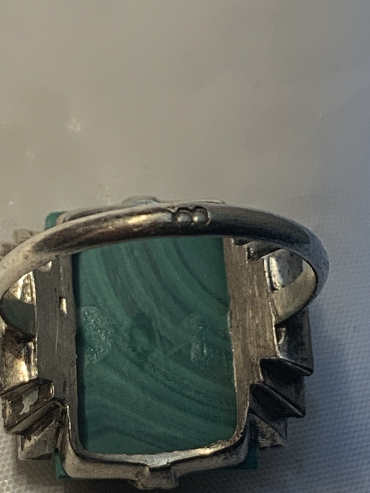 VINTAGE ART DECO STYLE RECTANGULAR MALACHITE RING… - image 8