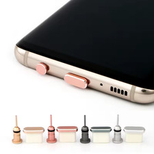 Type-C USB Charging Port Metal Cover Headphone Cell Phone Jack Dust Plug 3.5mm