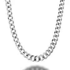 925 Sterling Silver 7.5mm Italian Solid Curb Cuban Link Chain Necklace For Me...