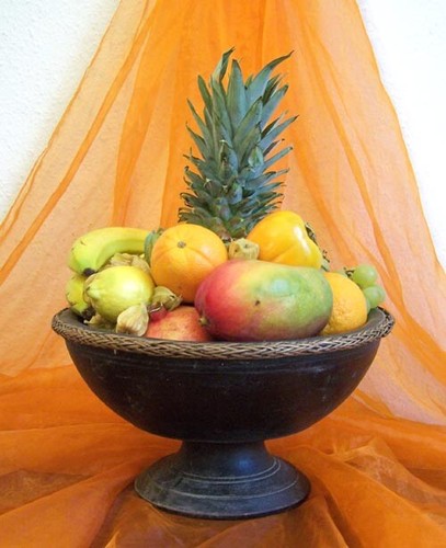 HOLZSCHALE OBST-GEMÜSE-SCHALE MIT STANDFUSS HOLZ SCHWARZTON  - Bild 2 von 5