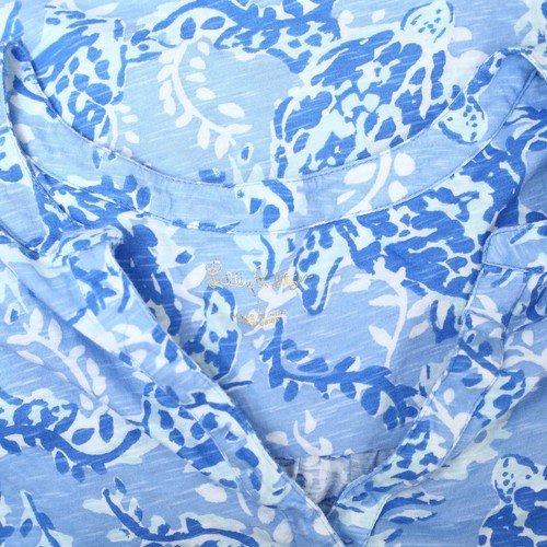 Blusa sin mangas Lilly Pulitzer Dev estampada sin mangas algodón playa L NUEVA 279329 - Imagen 5 de 5