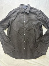 Banana Republic Men's XL 17-17.5 Slim Fit Non Iron Brown Long Sleeve Button Up