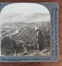 Palestine Keystone Stereoview 1930’s Looking S.E. from Mizpah to Jerusalem #6