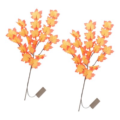 2 Pcs Flowers Artificial Fall Maple Leaf Branches Floral Stems