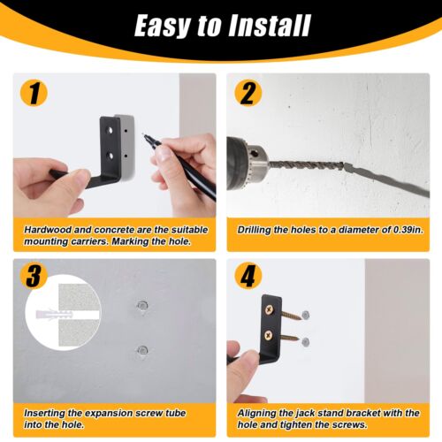 4 Pack Wall Mount Jack Stand Organizer Garage Storage Utility Hooks Jack Holder - Picture 4 of 7