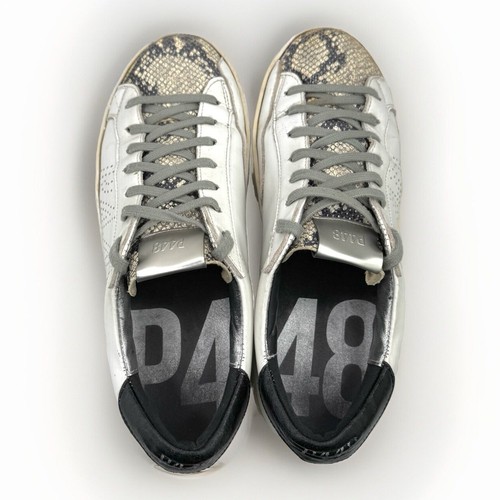P448 John Cobra Sneaker EU 39 US 8.5-9 White Snake Print Perforated Lace Up - Picture 8 of 17