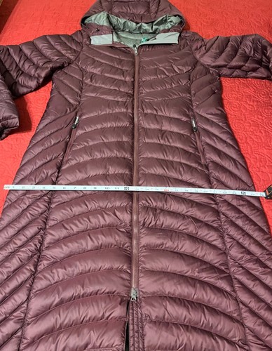 LL Bean Womens LARGE Ultralight 850 Down Hooded LONG Coat Jacket Parka Dark Plum - Picture 13 of 21
