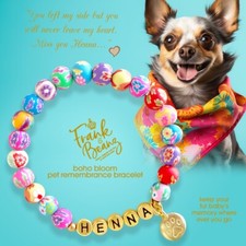 Personalized pet name bracelet dog cat mom gift for pet lovers Boho Clay Bead