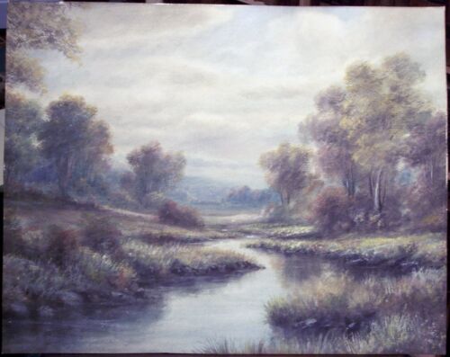 Unknown Artist: Original Signed Pastel Landscape c 1880 - Picture 1 of 2