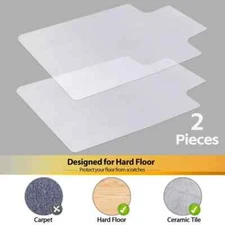 2PCS Thick Floor Protective Thicken Office Chair Mat Rectangular Clear 48 x 36"
