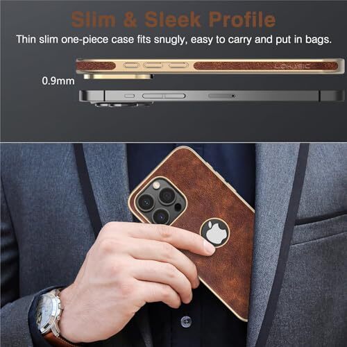 pour iPhone 16 Pro Max Coque, Vintage Cuir Marron / pour iPhone 16 Pro Max 6,9" - Photo 5 sur 7