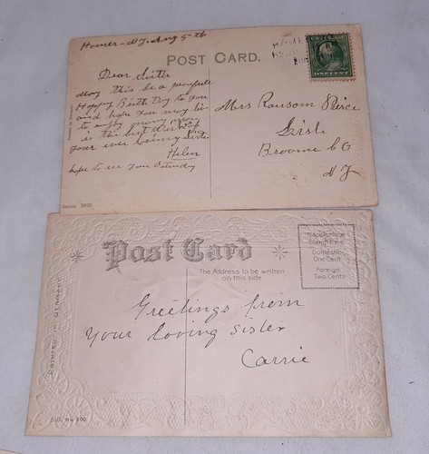 6 cartoline antiche compleanno made in Germany usate alcune in rilievo 1912 - Foto 3 di 8