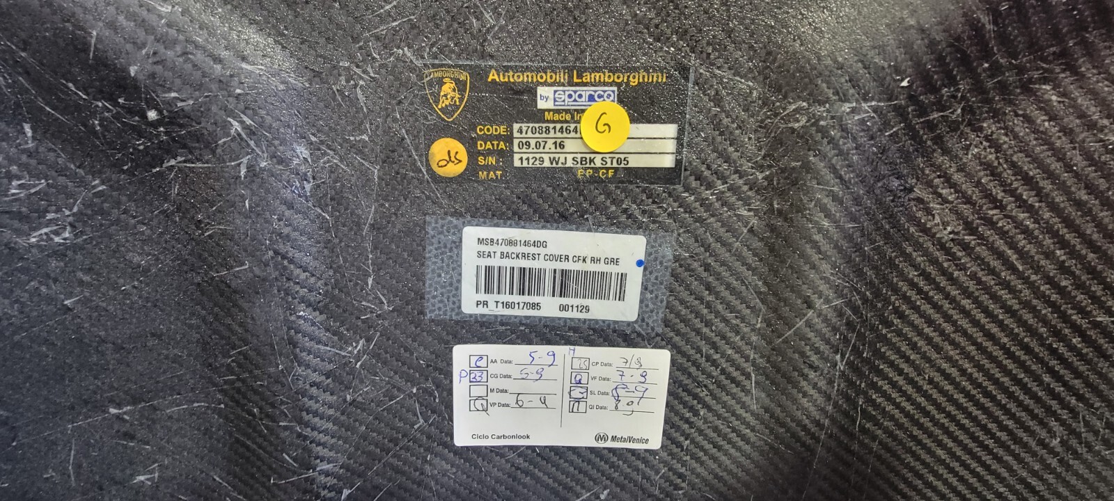 LAMBORGHINI AVENTADOR CARBON FIBER SEAT COVERS SEAT BACK COVERS OEM LEFT & RIGHT