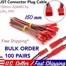 100 pairs JST Plug Connector 2 Pin M Fale Plug Connector Cable Wire 15cm EU AU
