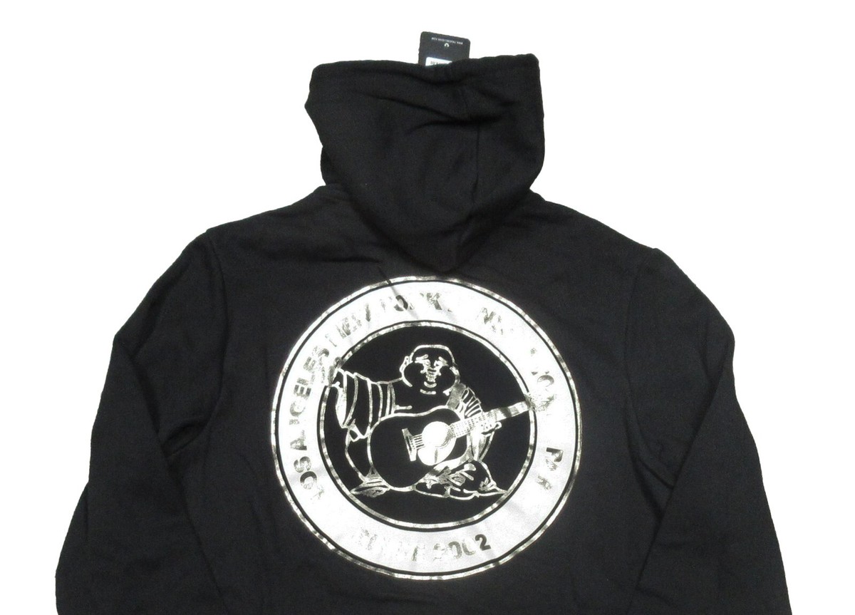 True Religion Men's Jet Black City Buddha Logo Fleece Lined Full