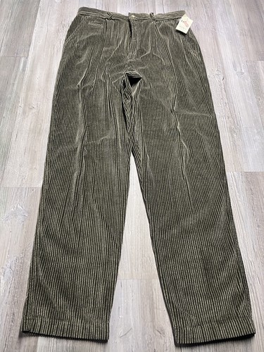 Vintage 90s Wide Wale Pleated Corduroy Pants St Johns Bay Olive Green Sz 16 NWT - 第 1/14 張圖片