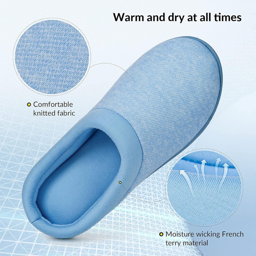 Women'S Knit Memory Foam Slippers Warm Soft House Shoes with Anti-Slip Sole - Picture 5 of 6