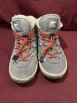 Sorel Out N About Plus Conquest Waterproof Gray Grey Boots Youth