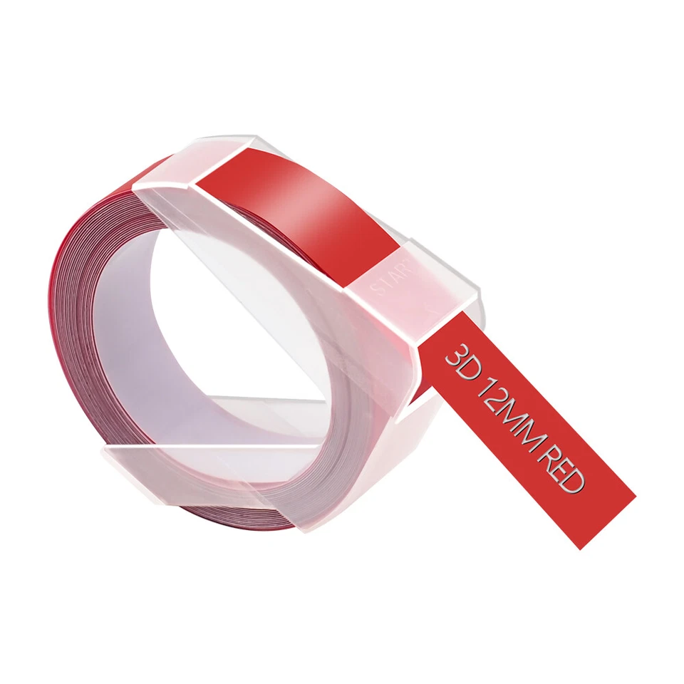 20PK Compatible for Dymo 521202 Label Maker 1/2" 3D Emobssing Tapes White on Red - Image 2 of 4