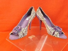 NWB MOSCHINO MULTICOLOR TWEED BEADS BROOCH OPEN TOE HEEL PUMPS 40.5 ITALY