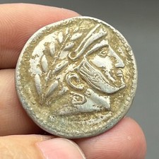 Collectible Genuine Ancient Greek Silver Coin With King Wearing War Helmet Image