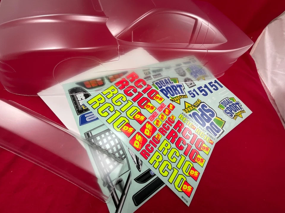 Team Associated RC10DS clear BODY + WING DECALS window mask NEW rc10 ds - Image 3 of 3