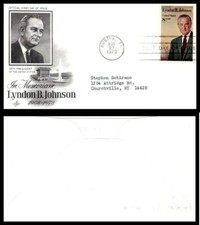 US FDC # 1503 8c Lyndon B. Johnson  ArtCraft  Ad 1973, 9p6509