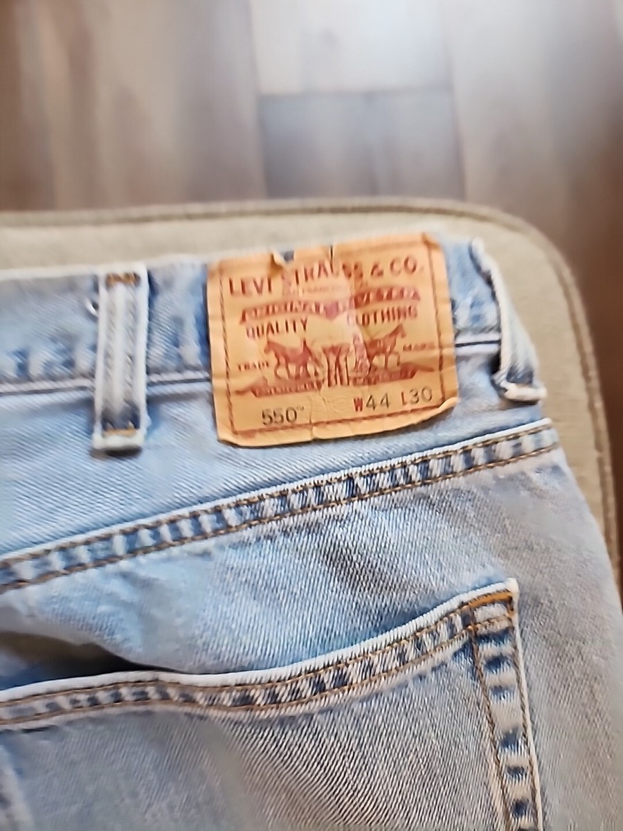 Vtg 90s Levis 550 Jeans Made USA 44 X 30 Relaxed Fit Denim Light