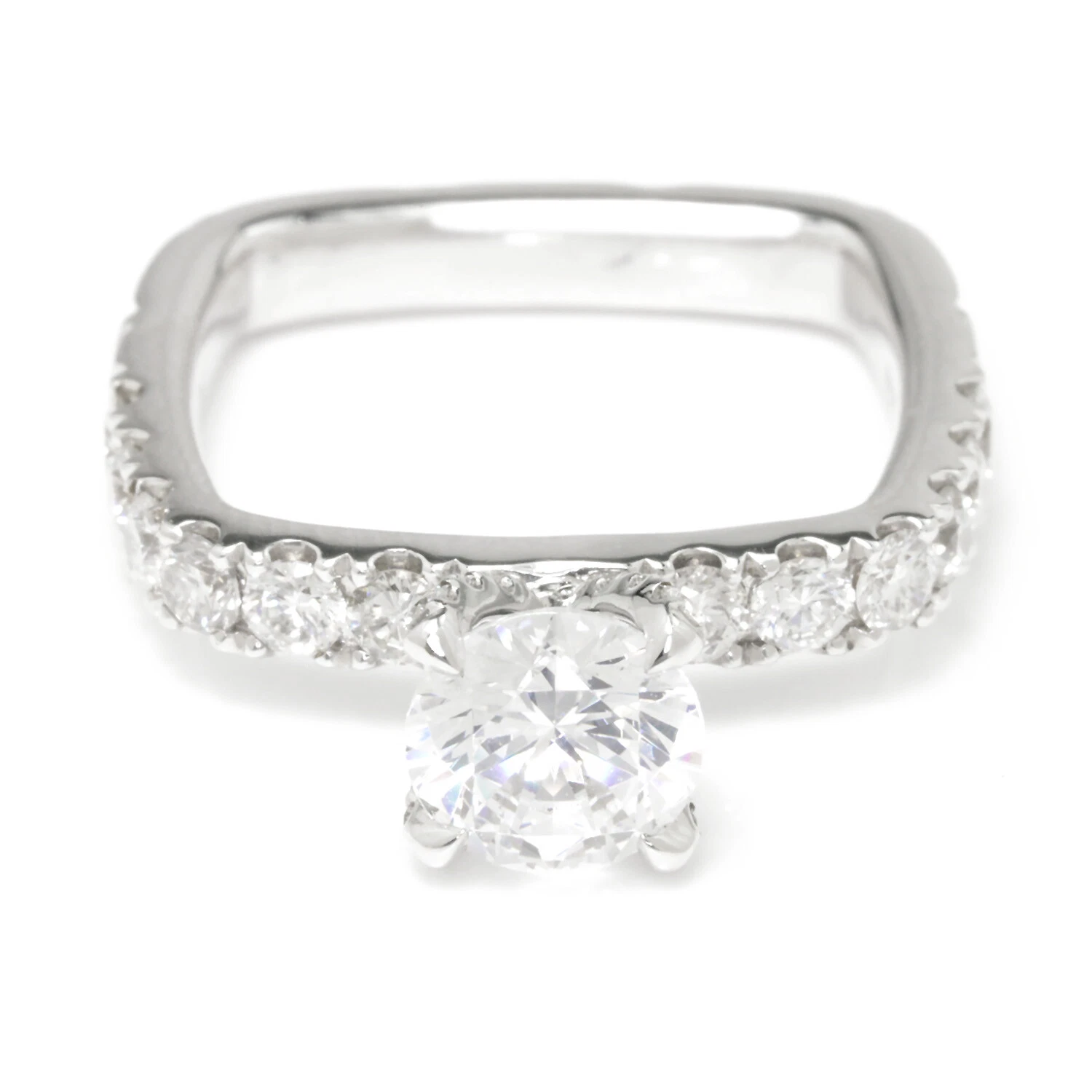 Bague de fiançailles ronde diamant Supreme Carré semi montée 18K convient 1CT