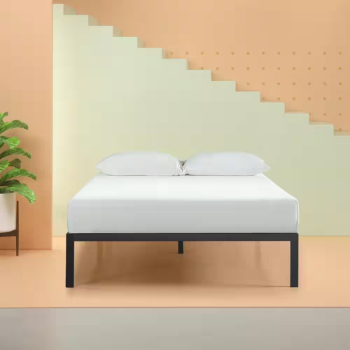 New Black King Metal Platform Bed Frame No Headboard Sturdy Mattress Support - Picture 8 of 8