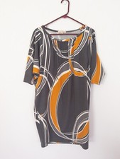 Twenty One Mini Dress Gray Orange Shift Tunic size medium Forever 21