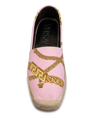 VERSACE Chain-Print Cotton Espadrille Loafers Size 39.5 MSRP: $525.00