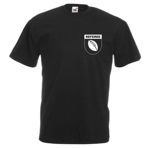 Unisex Black Rugby Sports Supporter Fan T-Shirt & FREE Whistle - Afbeelding 1 van 7