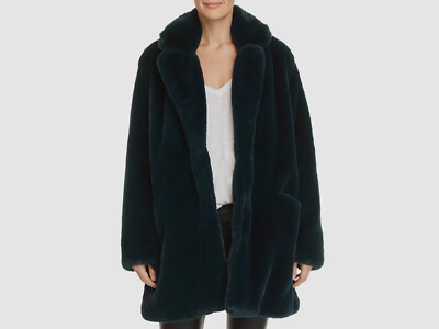 $327 Apparis Women's Green Sophie Faux Fur Winter Overcoat Coat Jacket Size S