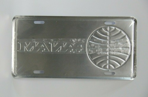 PAN AM Airlines Metal License Plate - Blue & White - New & Sealed in Plastic - Picture 2 of 3