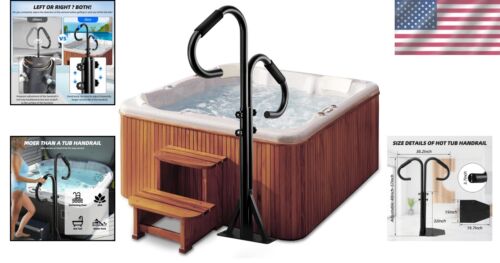 Adjustable Hot Tub Handrails 45-53” with Dual-Purpose 360° Swivel Safety Railing - Picture 2 of 9