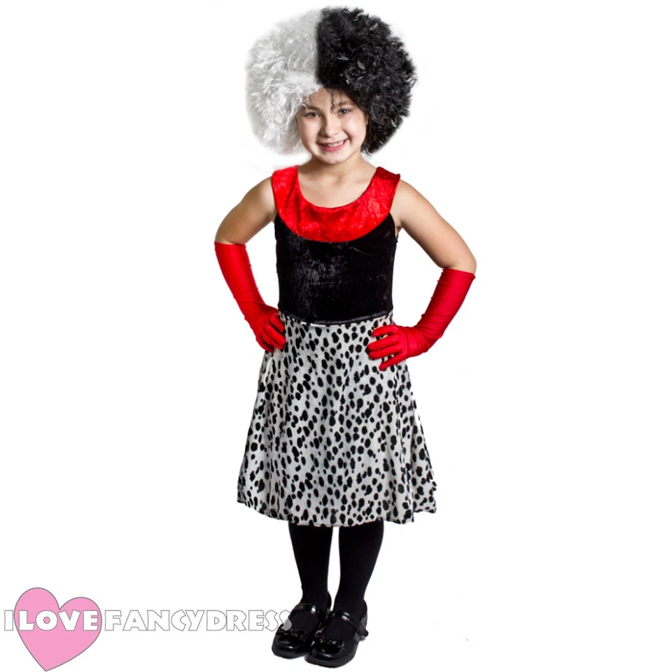 NIÑAS PERRO MALVADO DAMA DISFRAZ VESTIDO CAPA GUANTES NIÑO ESCUELA LIBRO SEMANA DISFRAZ Foto 3 de 4