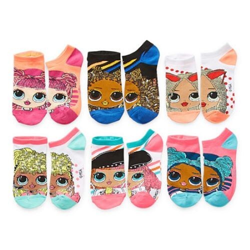 LOL Little & Big Girls No Show Socks - 6 Pairs/Size 4-10 - Picture 4 of 5