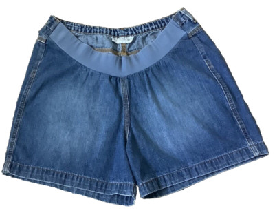 Motherhood Maternity Shorts Large Women s Blue Denim Elasticized Waist
