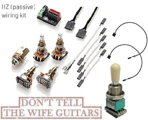 EMG Solderless Kit 1-2 Passive HZ Pickups Long Shaft Pots & B348 Ivory Toggle