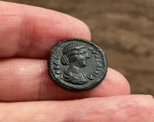 ROMAN. CRISPINA  (MARRIED TO COMMODUS IN 178 A.D) BRONZE COIN OF SAITTA IN LYDIA