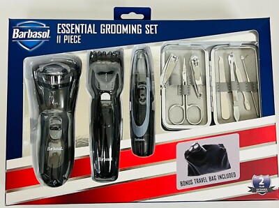 Barbasol CBK1-5002-KIT 11 Piece Essential Grooming Kit Bonus Travel Bag NEW
