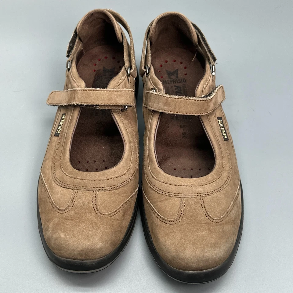 Mephisto Runoff Air-Jet System Para Mujer 9.5 Cuero Marrón Mary Jane Pisos Informales Foto 3 de 4
