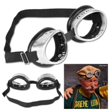 Vintage Style Aluminium Frame & Black Leather Cycling Goggles Retro Eroica